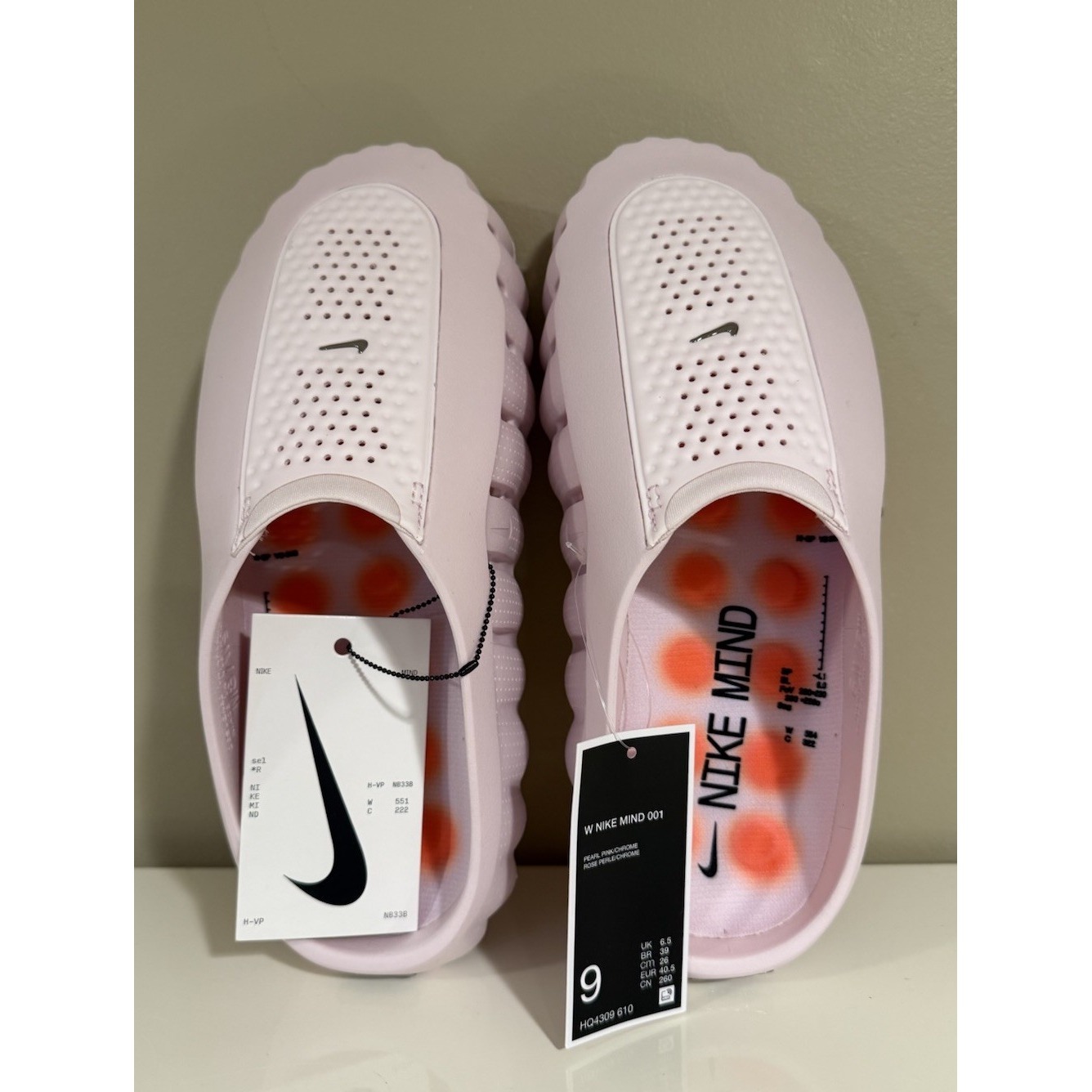 Size 9 W  8 M  Nike Mind 001 Slide Pearl Pink Hq4309610 Brand New